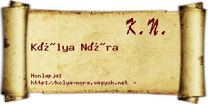 Kólya Nóra névjegykártya