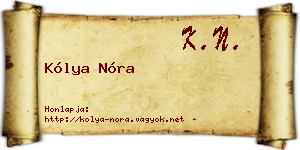 Kólya Nóra névjegykártya