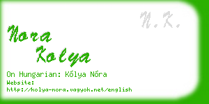 nora kolya business card